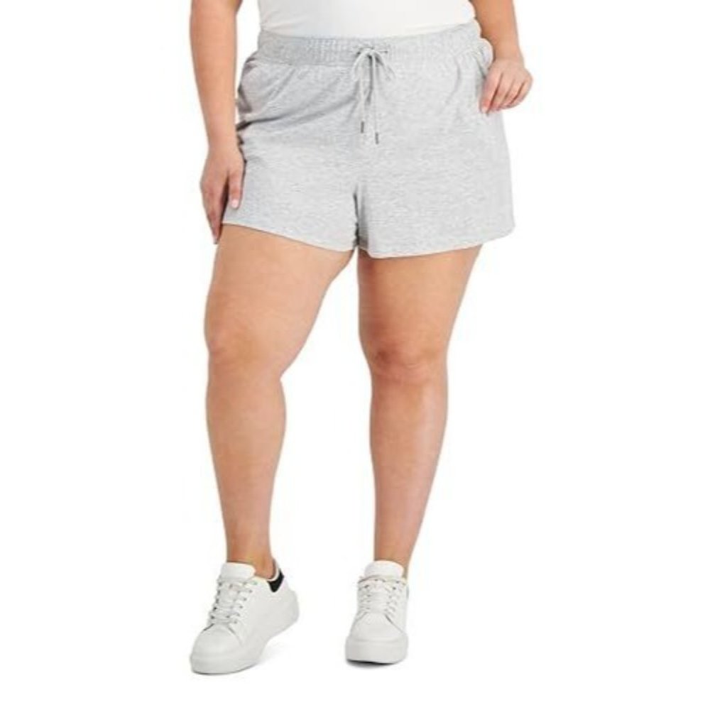 ID Ideology Women's Retro Recycled Drawstring Shorts Gray Plus Size 3X